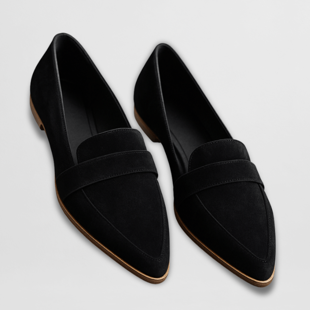 Mocassins femme bout pointu daim plats disponibles en khaki gris noir léopard
