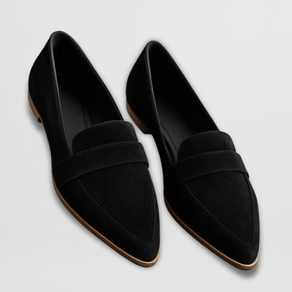 Mocassins femme bout pointu daim plats disponibles en khaki gris noir léopard