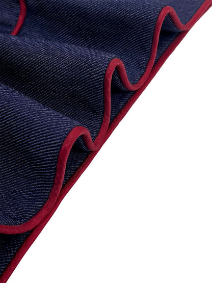 Combinaison en denim | Jambes larges, manches longues, col montant
