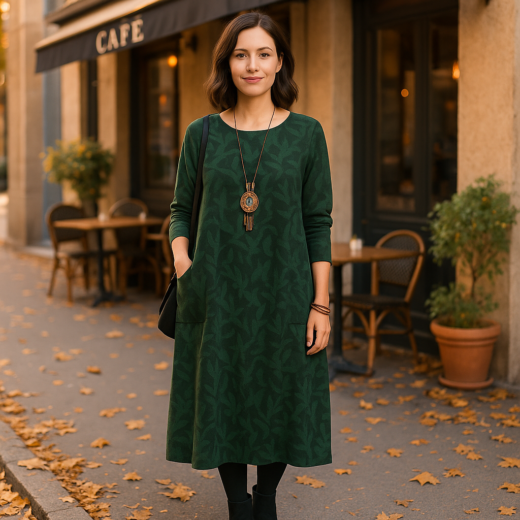 Parisfemme - Robe imprimée - Manches longues - Poches pratiques