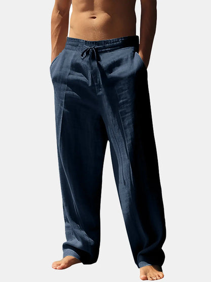 Pantalon Homme Lin – Coupe Décontractée Taille Élastique