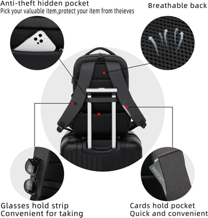 Sac à dos pour ordinateur portable | Résistant à l'eau, port USB | Sac de voyage, compartiments d'organisation