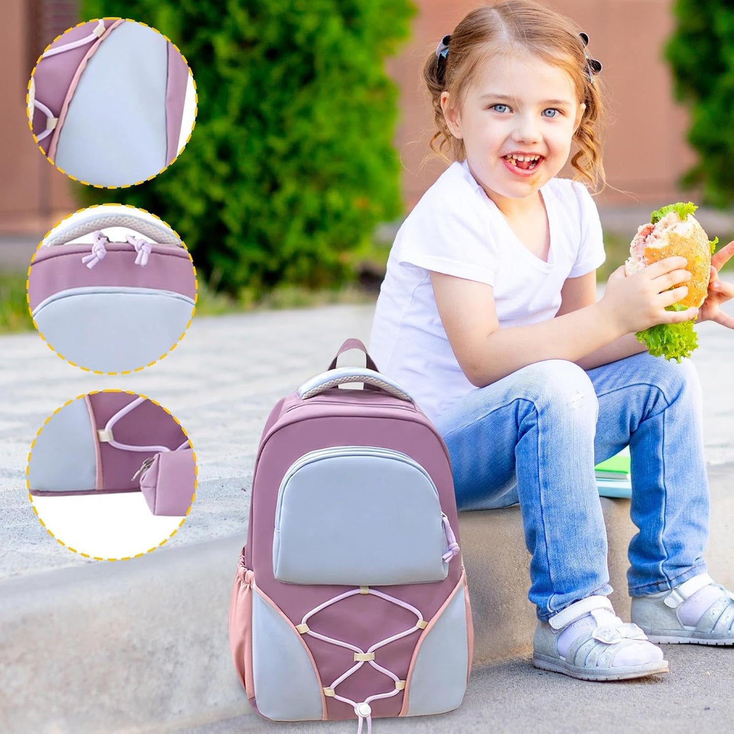 Ensemble de sac à dos scolaire | Grande capacité, pour étudiants | Sac à dos, ceinture à stylos, sacs