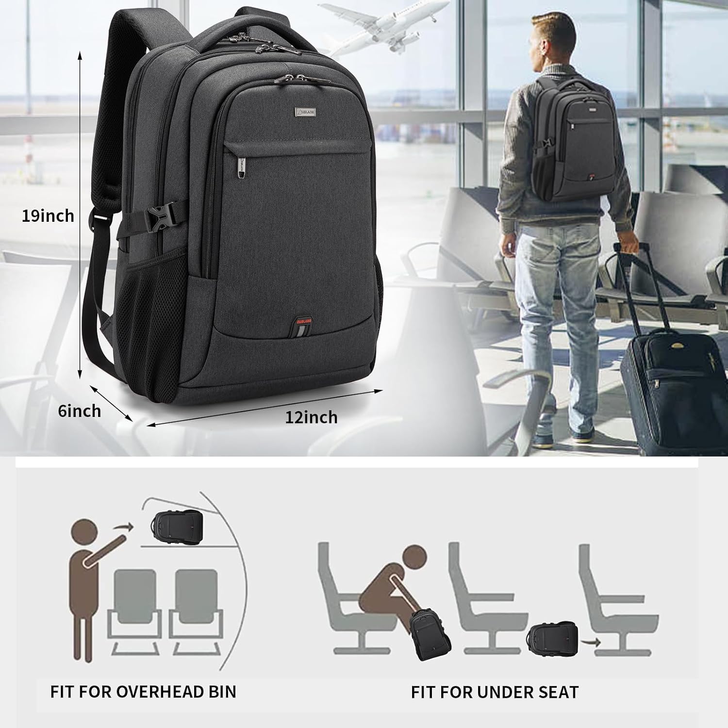 Sac à dos pour ordinateur portable | Résistant à l'eau, port USB | Sac de voyage, compartiments d'organisation