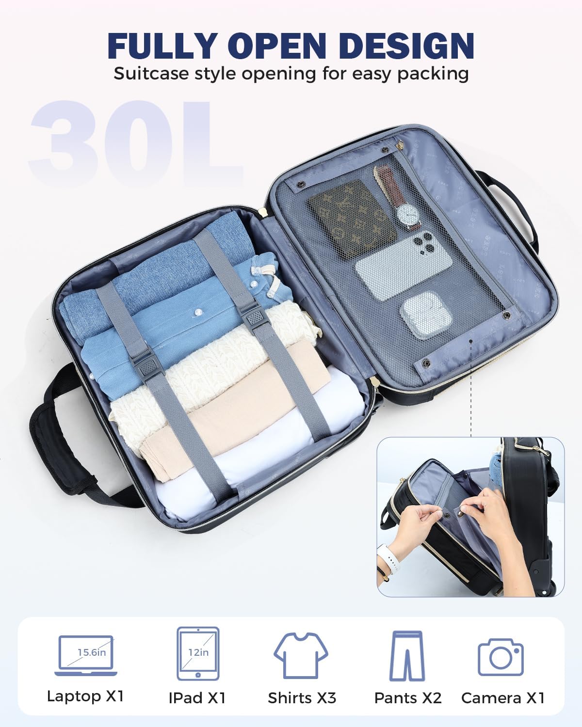 Sac à dos ordinateur portable | 15,6 pouces, imperméable, approuvé avion