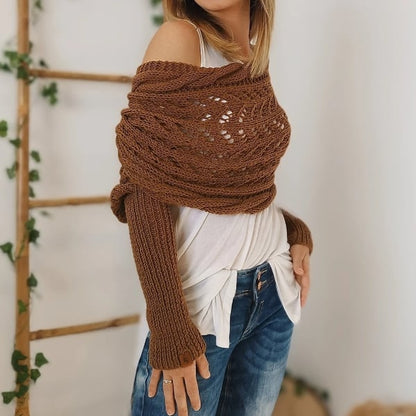 Écharpe femme tricot double manches châle hiver longue 260 cm
