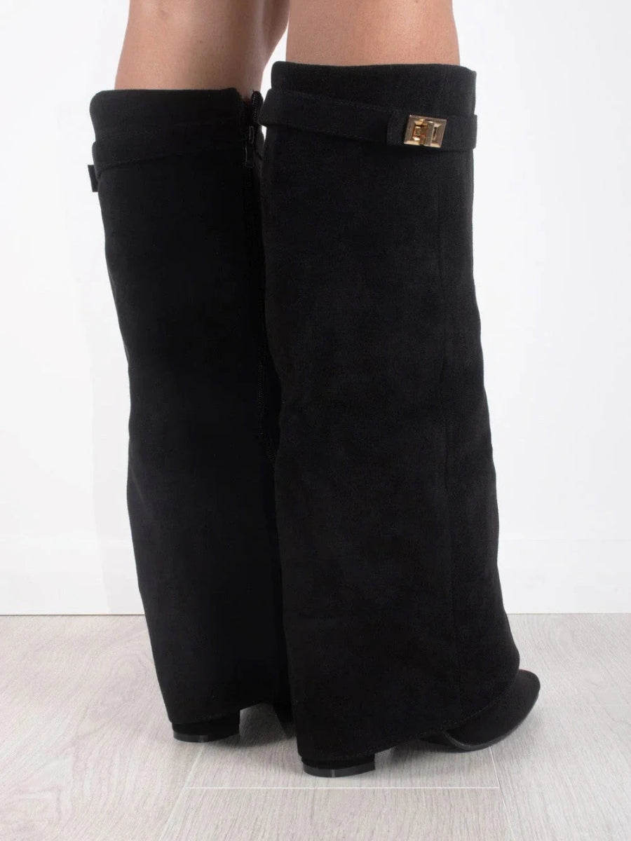 Bottes hautes en suède élégantes - Mode femme - Chic et confort-Chaussures-PARIS FEMME