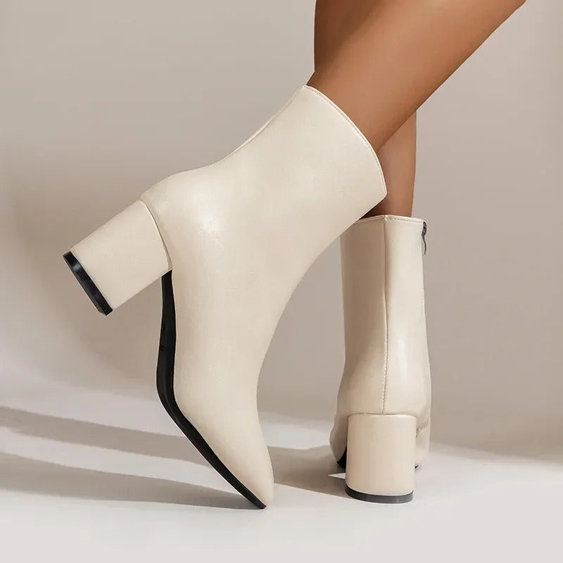 Bottines à Talon Femme | Bout Pointu, Fermeture Zippée | Style Élégant