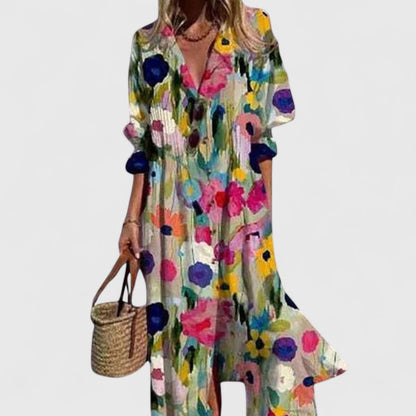 Robe boho femme colorée coupe fluide imprimés vibrants