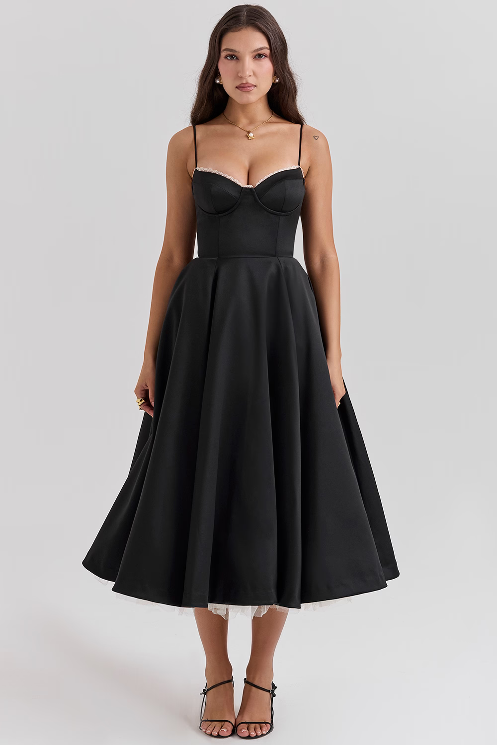 Amarielle - Robe Midi Élégante - Corset - Jupe Évasée - Robe de Bal