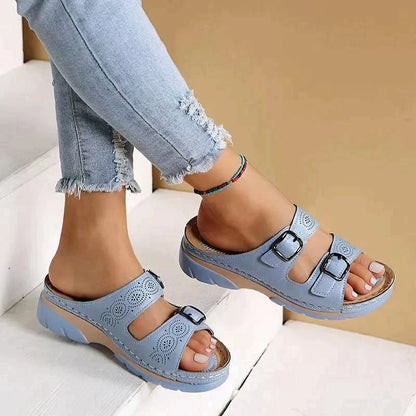 Sandales orthopédiques femme bride réglable cuir