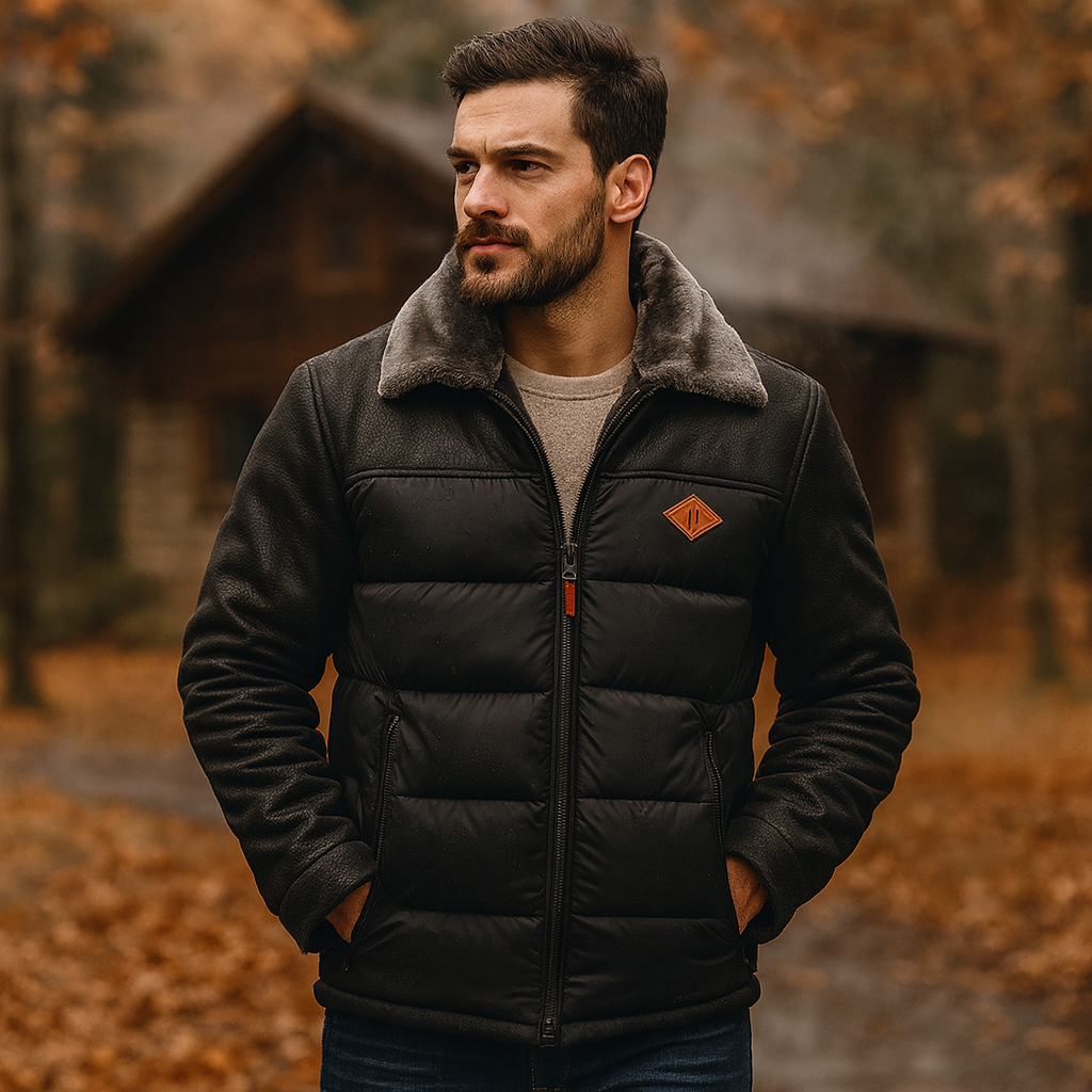 Veste de ski en cuir pour homme Regular Fit