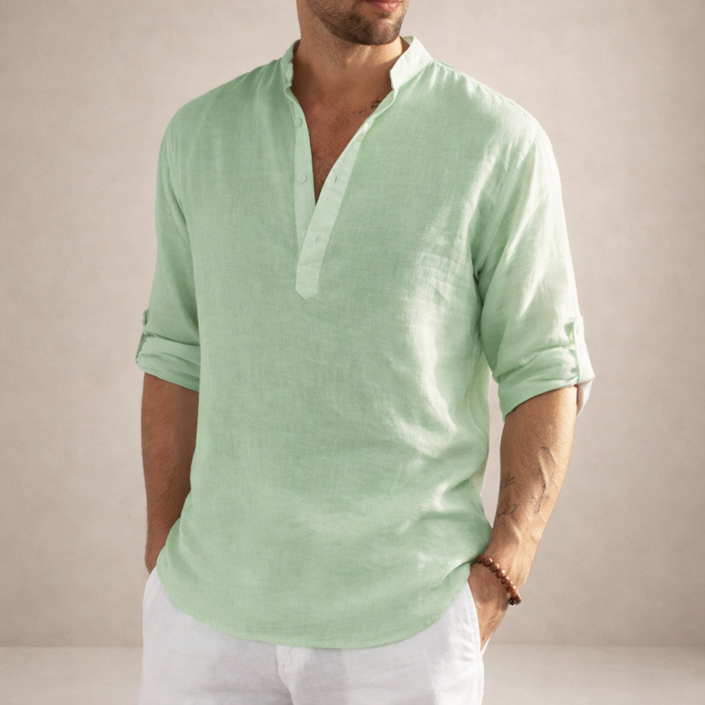 Chemise lin homme | Coupe régulière, manches longues, col officiel