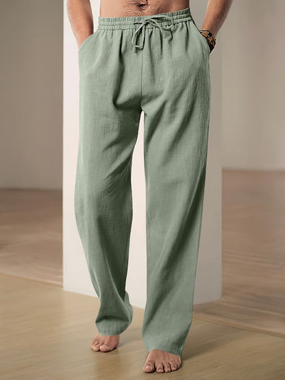 Pantalon décontracté homme coupe droite taille élastique avec cordon de serrage