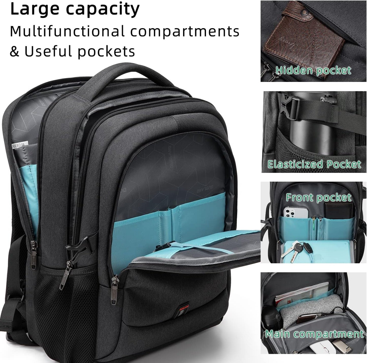 Sac à dos pour ordinateur portable | Résistant à l'eau, port USB | Sac de voyage, compartiments d'organisation