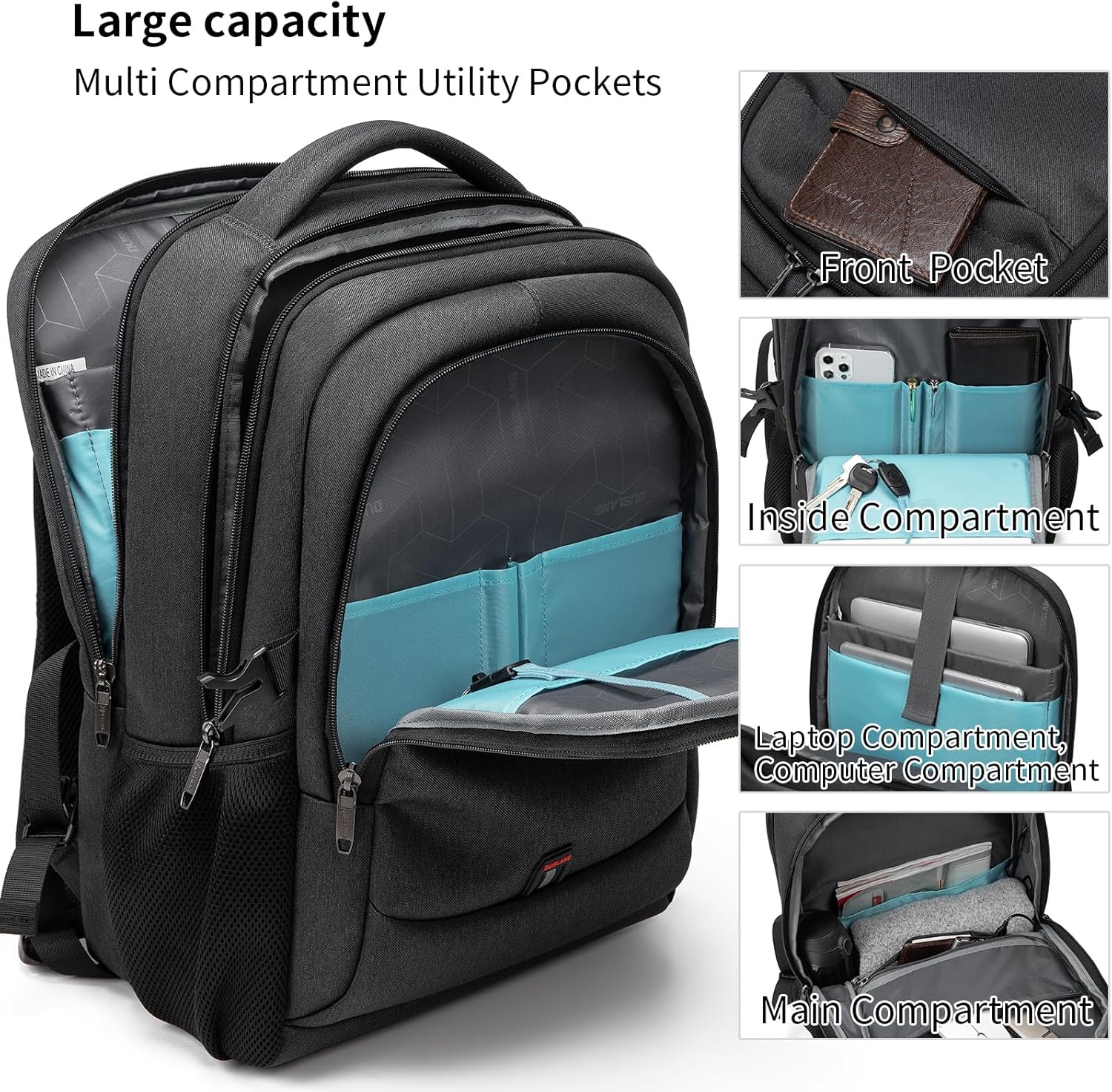 Sac à dos pour ordinateur portable | Résistant à l'eau, port USB | Sac de voyage, compartiments d'organisation