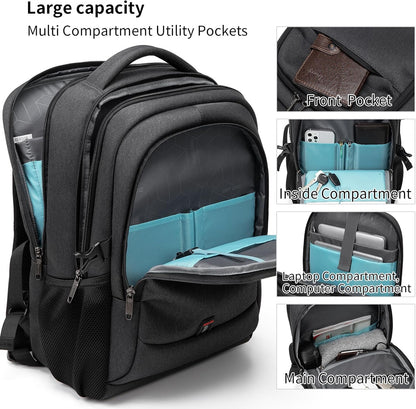 Sac à dos pour ordinateur portable | Résistant à l'eau, port USB | Sac de voyage, compartiments d'organisation