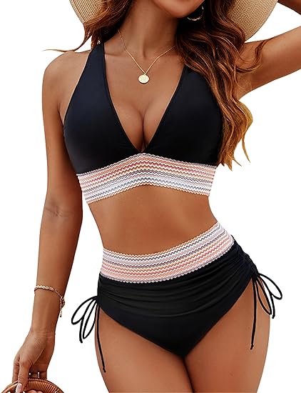 Bikini femme | Taille haute, effet ventre plat | Style élégant