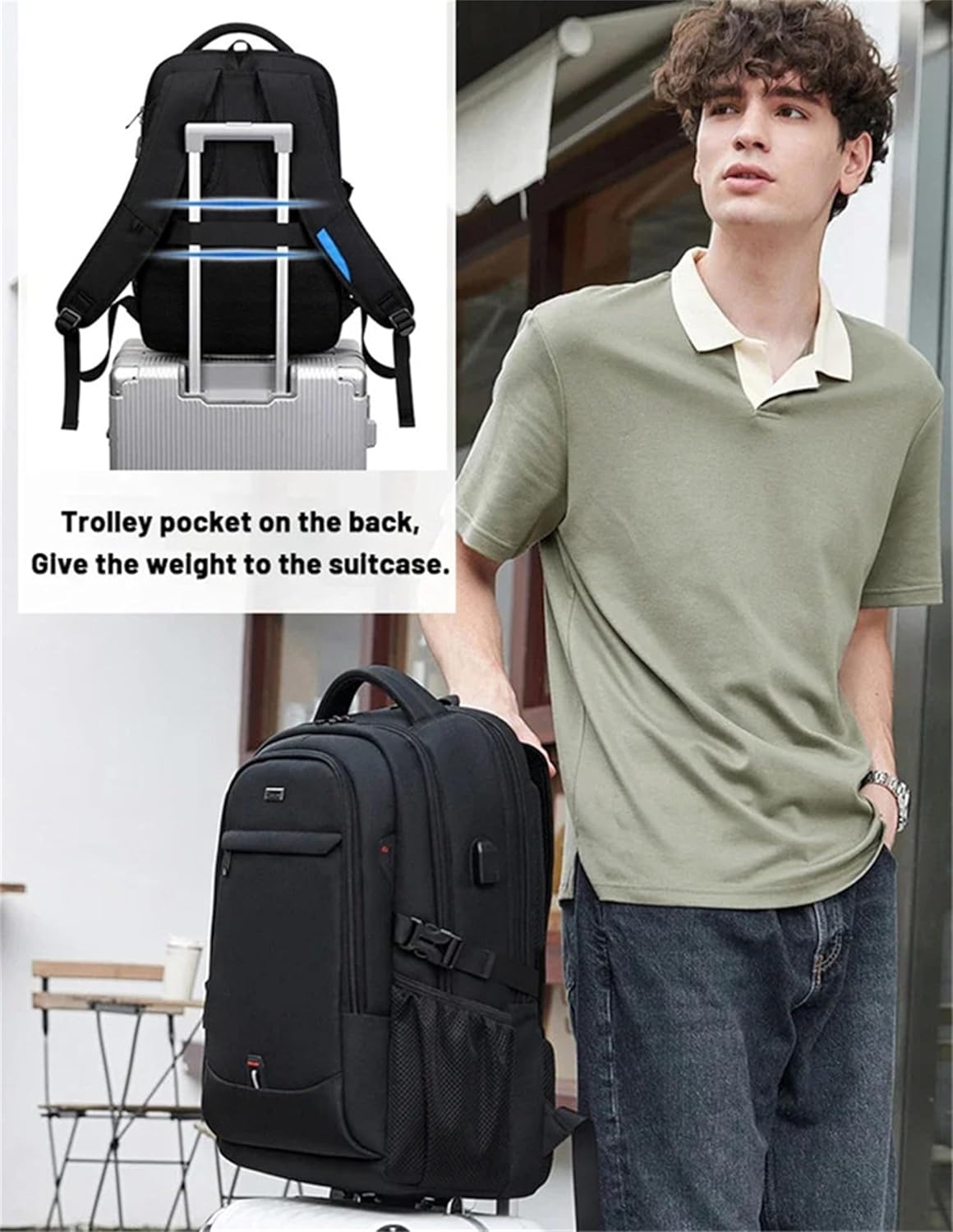 Sac à dos pour ordinateur portable | Imperméable, port USB | Compartiment rembourré pour ordinateur portable 15,6