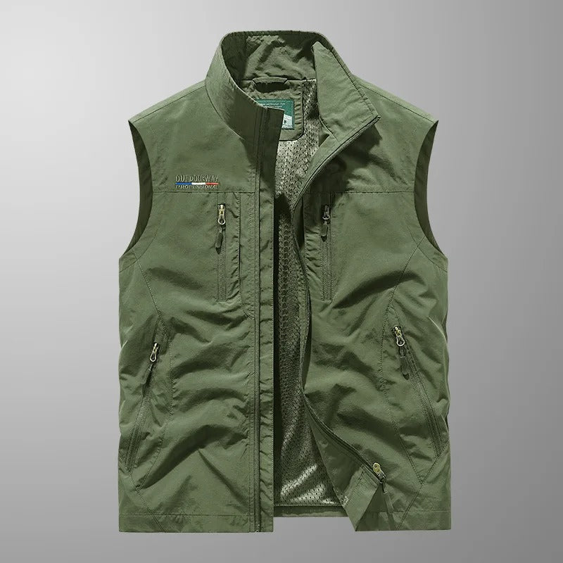Gilet Homme | Coupe-vent Légère | Col Montant, Poches Pratiques