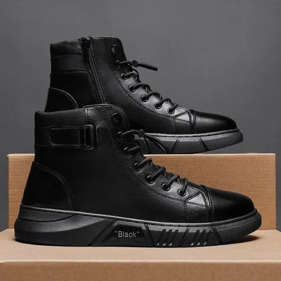 Bottes en cuir noir | Homme, imperméable, usage polyvalent