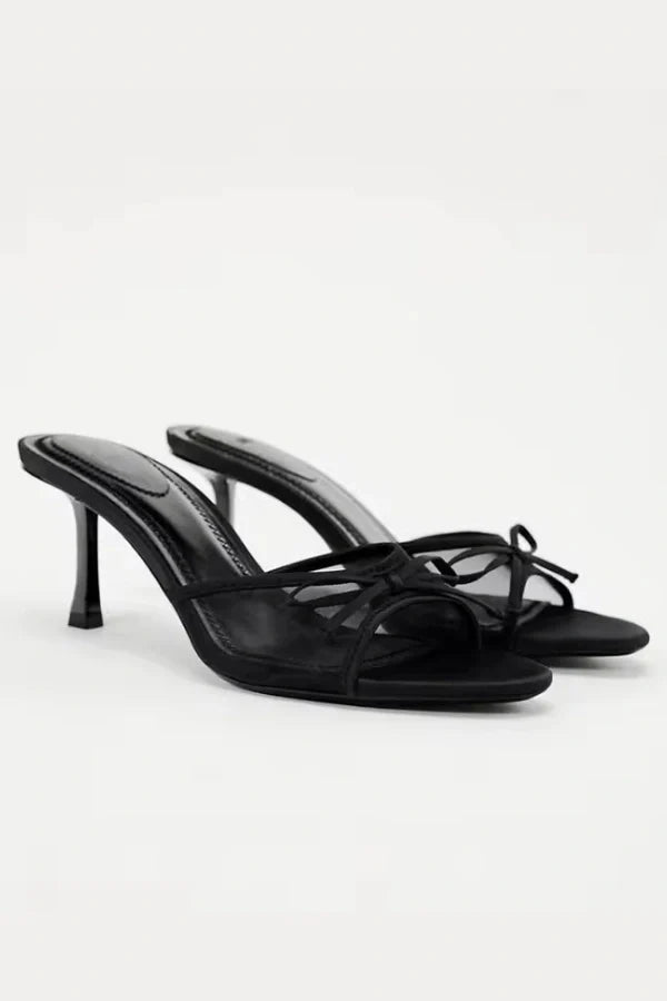 Chaussures de danse latine femme | Talons élancés, nœud délicat