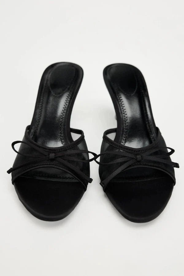Chaussures de danse latine femme | Talons élancés, nœud délicat