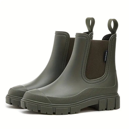 Bottes Chelsea femme imperméables | Talon bas, sans lacets