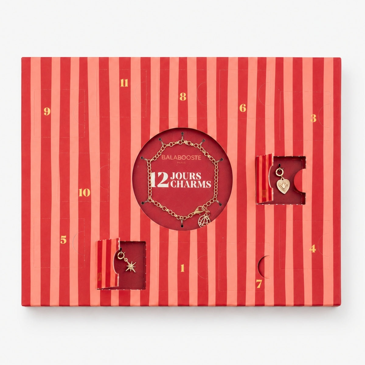 Calendrier de l'Avent Bracelet Charms 12 Jours Femme Bijoux Doré