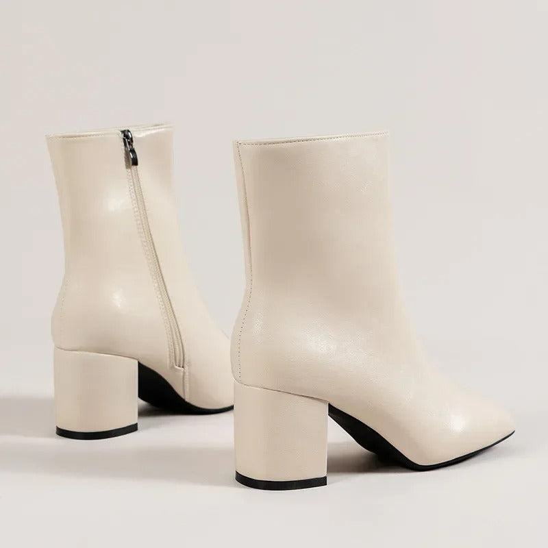 Bottines à Talon Femme | Bout Pointu, Fermeture Zippée | Style Élégant