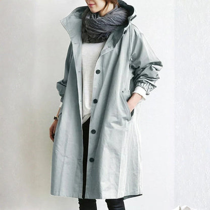 Manteau long femme | Streetwear urbain, fermeture boutonnée