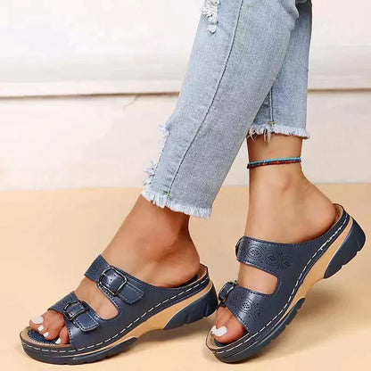 Sandales orthopédiques femme bride réglable cuir