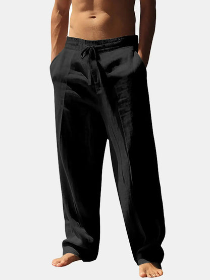 Pantalon Homme Lin – Coupe Décontractée Taille Élastique