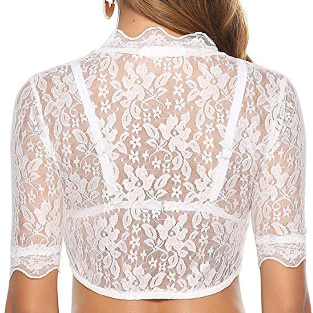 Bluse mit V-Ausschnitt - Leichter Stoff - Trachtenstil - Dirndl Oktoberfest