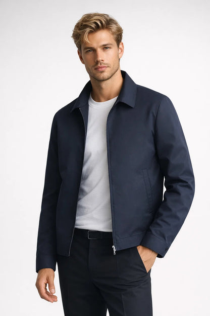 Veste homme slim fit col classique zippée coupe moderne