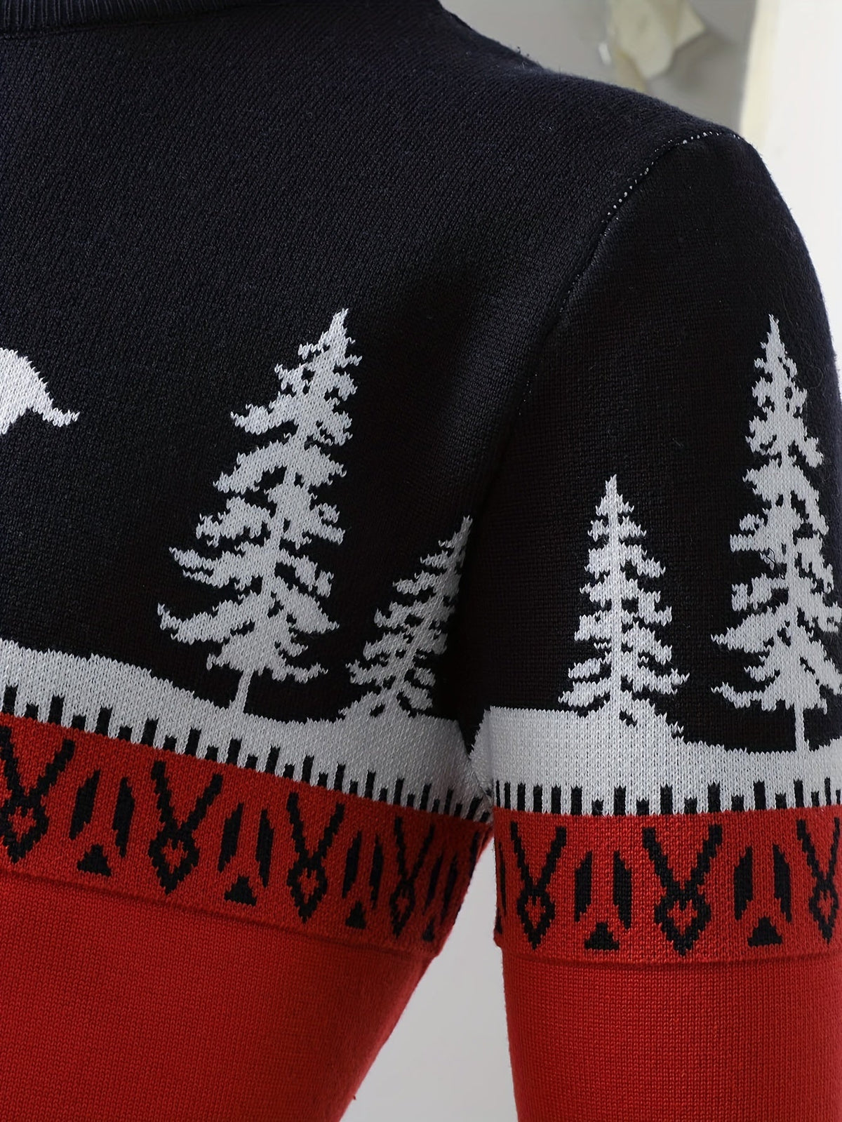 Pull de noël homme renne en maille avec motif sapin et col rond