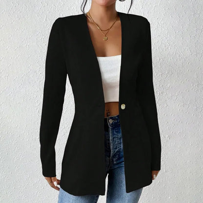 Blazer tailleur femme bouton simple coupe structurée col ouvert