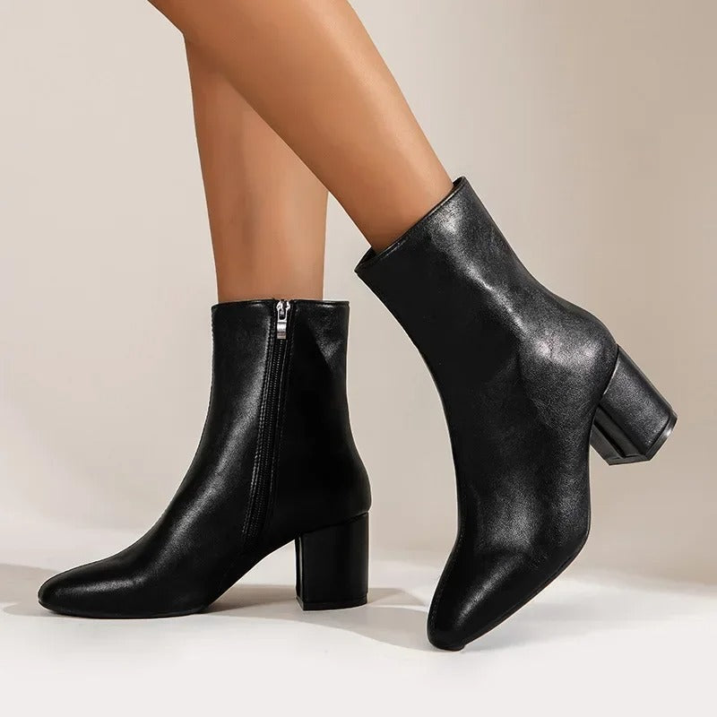 Bottines à Talon Femme | Bout Pointu, Fermeture Zippée | Style Élégant