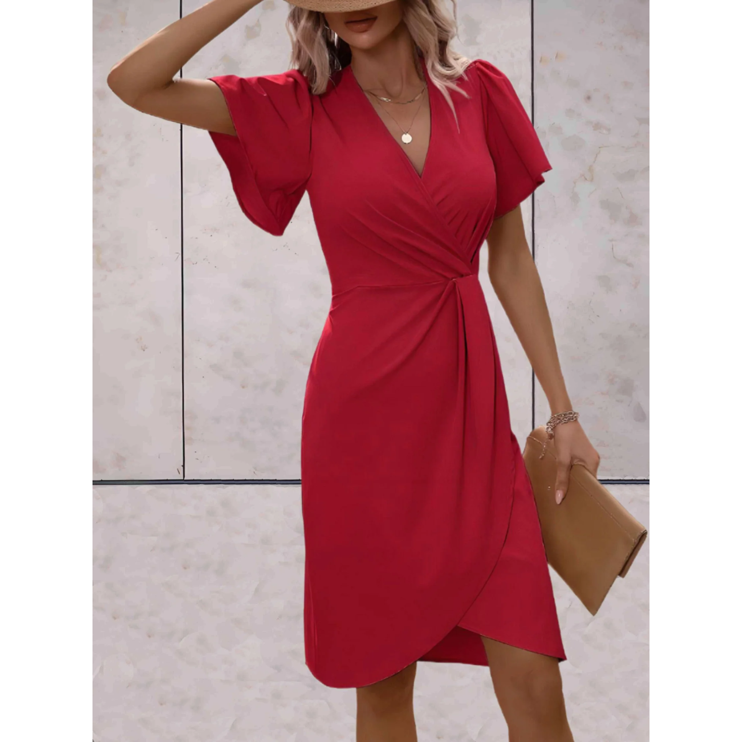 Evelina - Robe de soirée wrap - Décolleté en V - Élégante