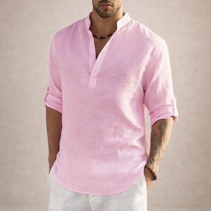 Chemise lin homme | Coupe régulière, manches longues, col officiel
