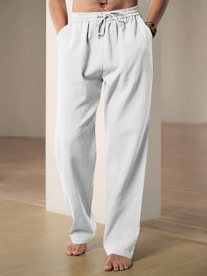 Pantalon décontracté homme coupe droite taille élastique avec cordon de serrage