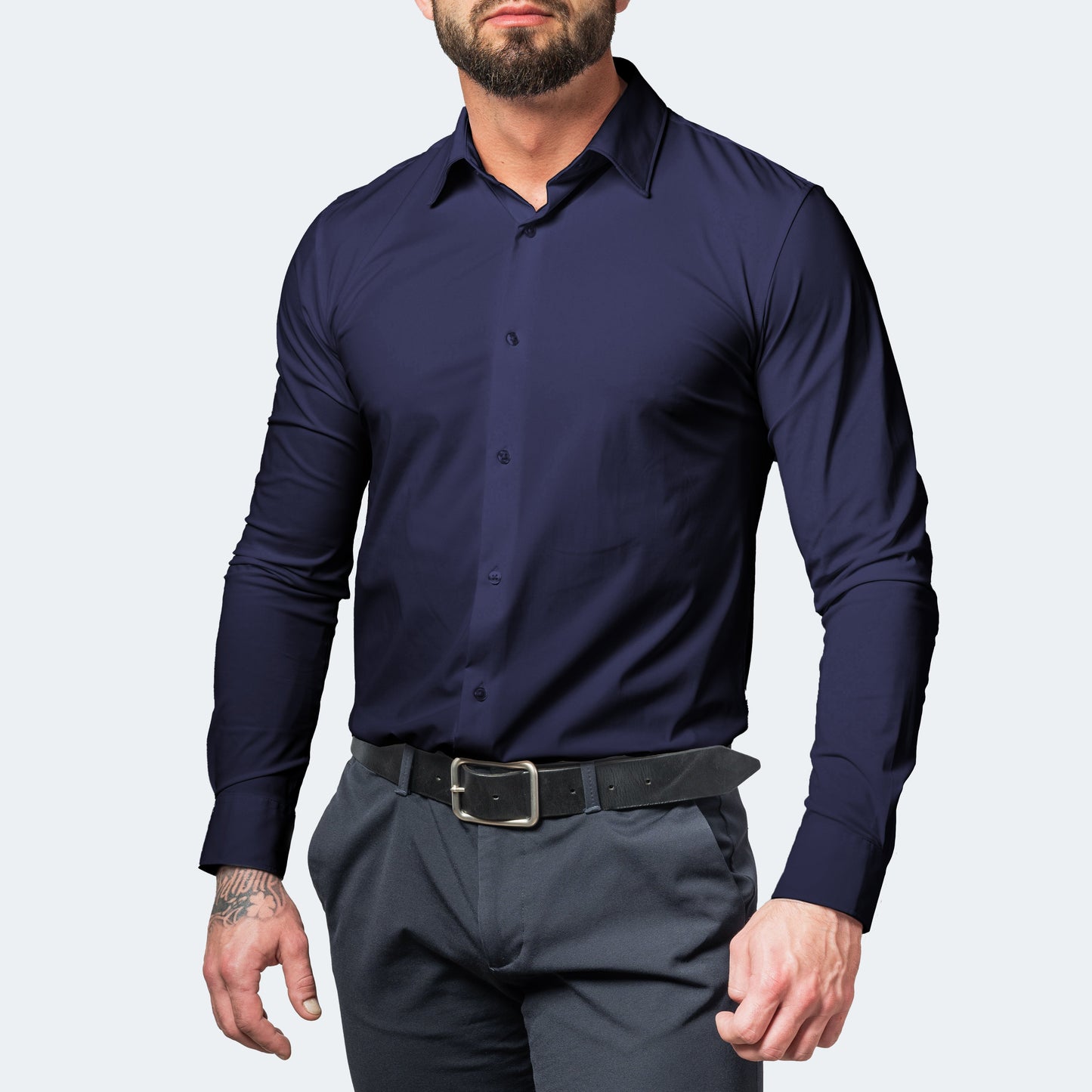 Chemise Homme Boutons | Blanc, Stretch Sans Repassage
