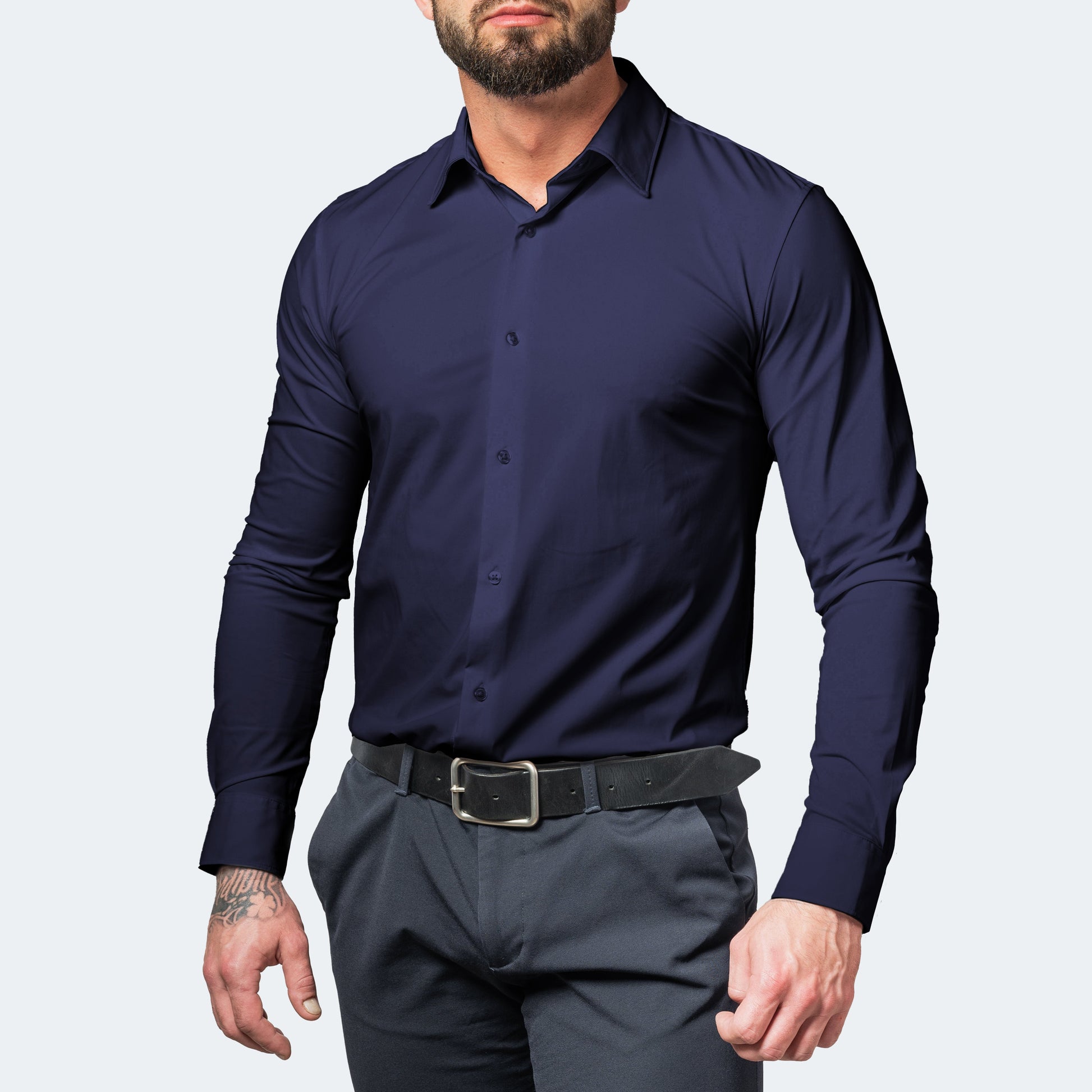 Chemise Homme Boutons | Blanc, Stretch Sans Repassage