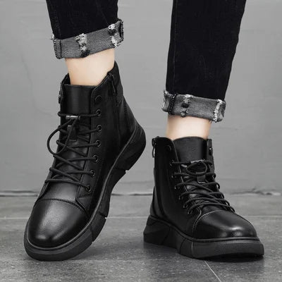 Bottes en cuir noir | Homme, imperméable, usage polyvalent