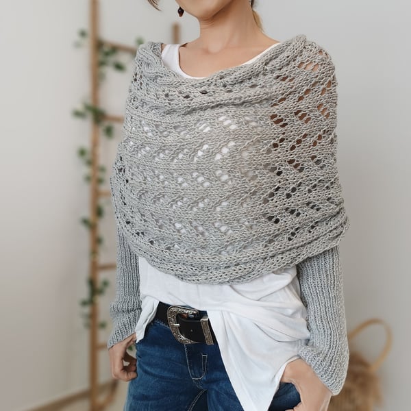 Écharpe femme tricot double manches châle hiver longue 260 cm