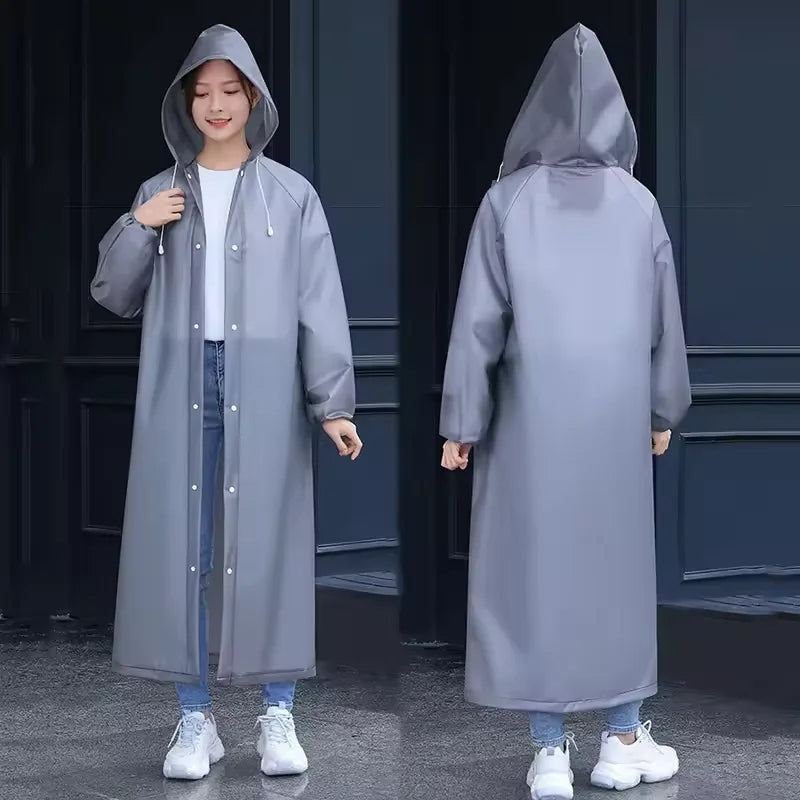 Imperméable Long Unisexe Adulte à Capuche Léger Pliable Coupe Vent