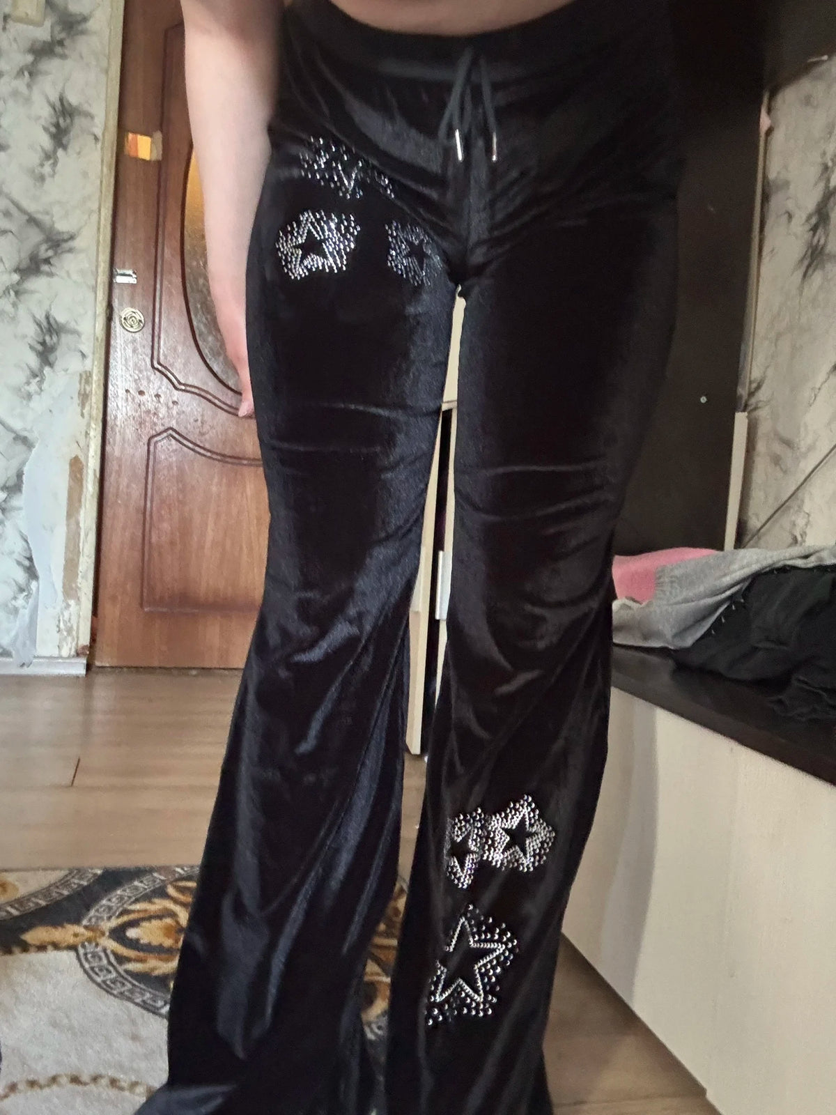 Pantalon velours femme taille basse gothique