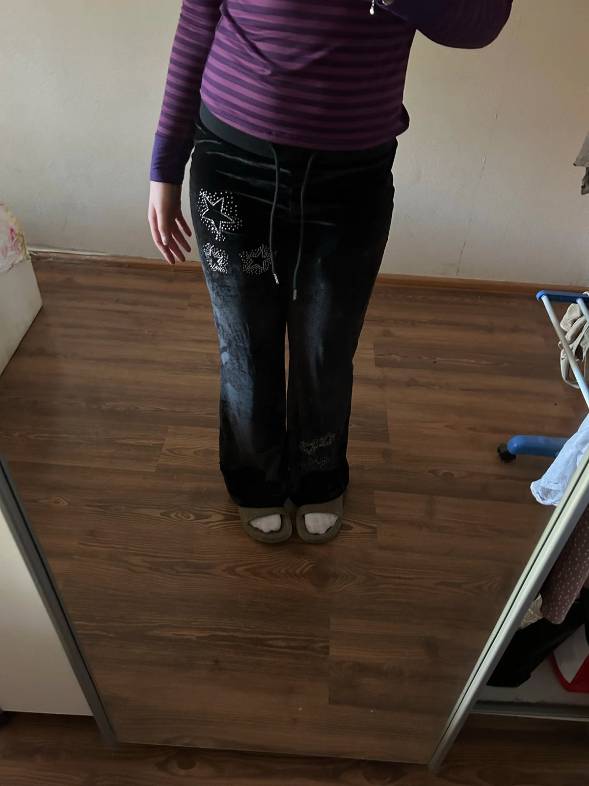 Pantalon velours femme taille basse gothique