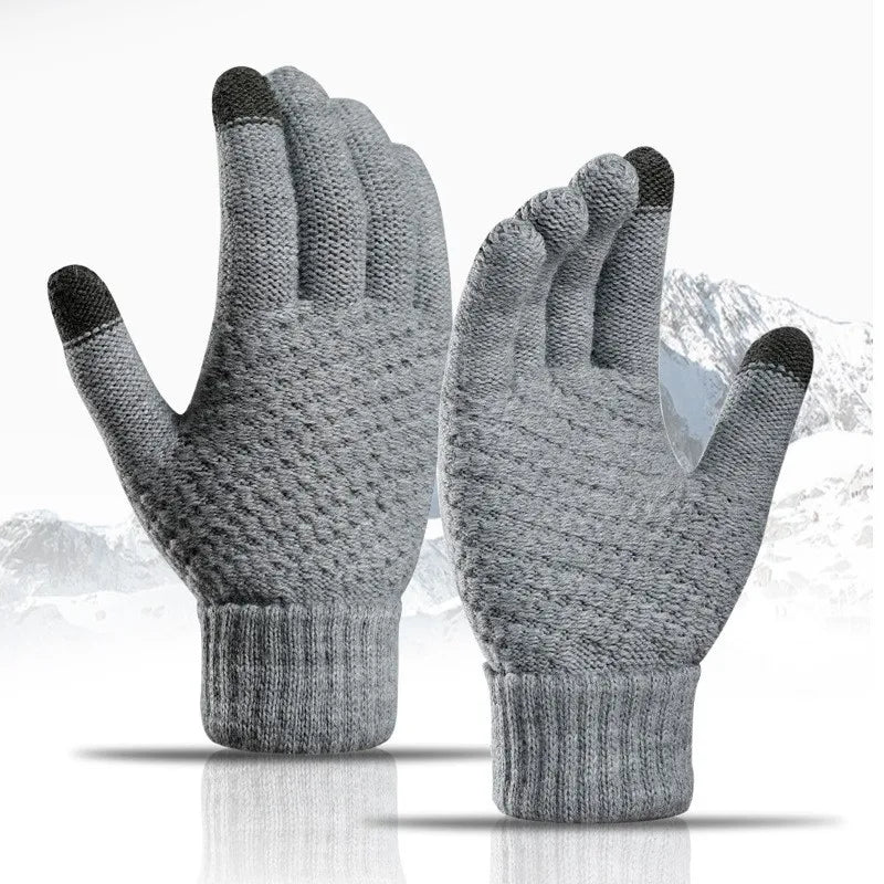 Gants hiver femme maille tactile unisexe pleins doigts chauds