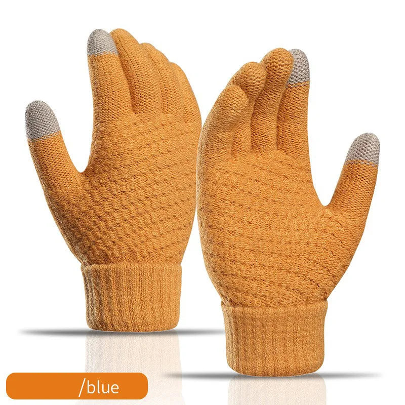 Gants hiver femme maille tactile unisexe pleins doigts chauds